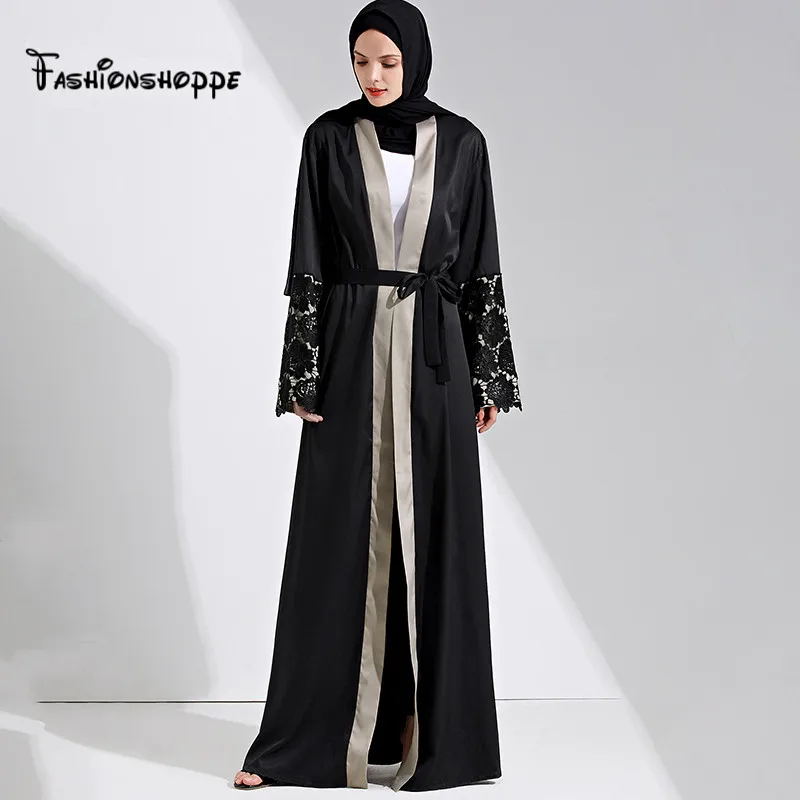 

2017 Adult Casual Robe Musulmane Dubai Style Open Front Abaya Belt Muslim Maxi Dress Cardigan Robes Arab Worship Service D275