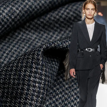 

Pearlsilk Made in Japan houndstooth tweed 100%wool garment materials Autumn suit pants DIY clothes fabrics Freeshipping