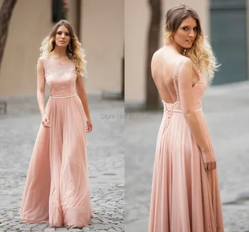 

New Arrival A Line Chiffon Prom Gowns Illusion Neckline Lace Backless Sash Floor Length Ruffles Elegant Evening Dresses