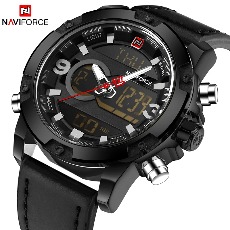 NAVIFORCE Лидирующий бренд роскошные мужские светодиодные спортивные часы армейские