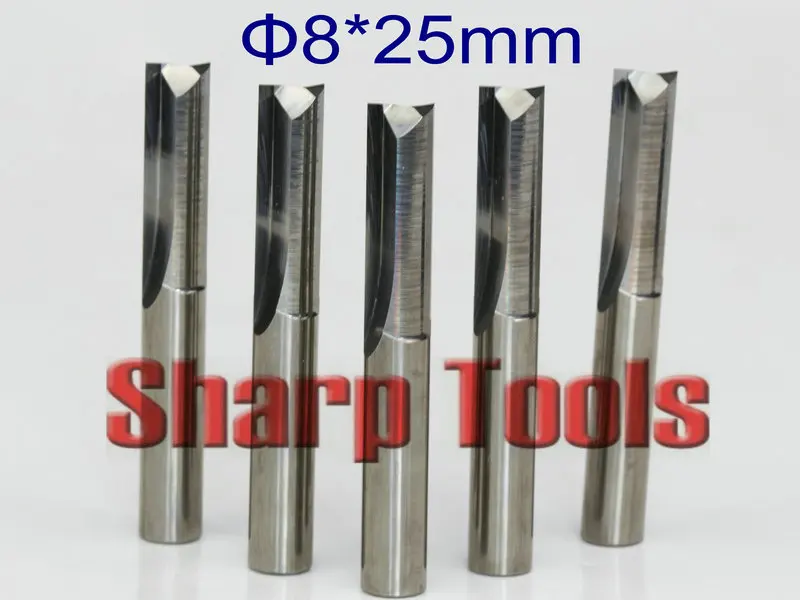 8x25MM Two Straight Flute Carbide End Mills for Wood EVA Foam Cutting