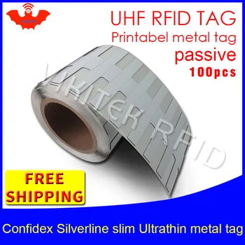 

UHF RFID ultrathin metal tag confidex silverline slim 915m 868m Monza4QT EPC 100pcs free shipping printable PET passive RFID tag