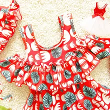 Милая купальная Одежда для девочек Купальник для девочек с оборками детский цельный купальный костюм Детский милый купальный костюм с бикини W516