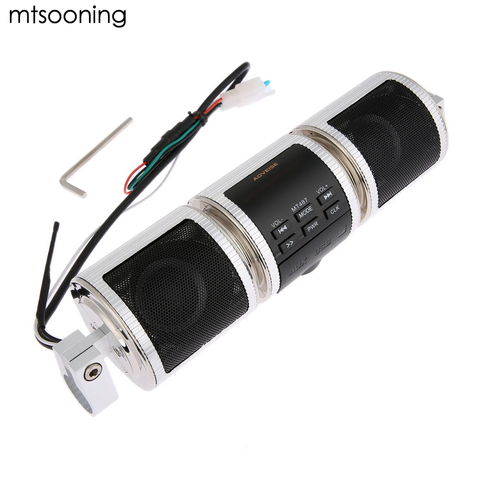 

mtsooning Motorcycle BlueTooth Speakers Audio Radio Sound System Stereo Speakers MP3 USB Support TF Card With FM Radio