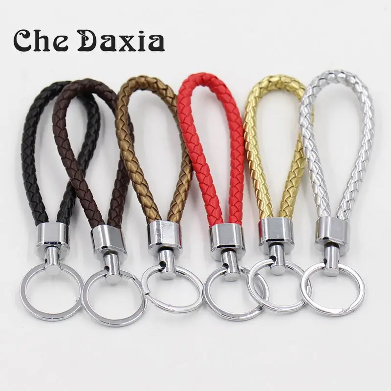 

(Sold by piece) 28mm Diameter key ring PU Leather Braided Woven Key Chains for DIY Jewelry Accessories Bags Pendant