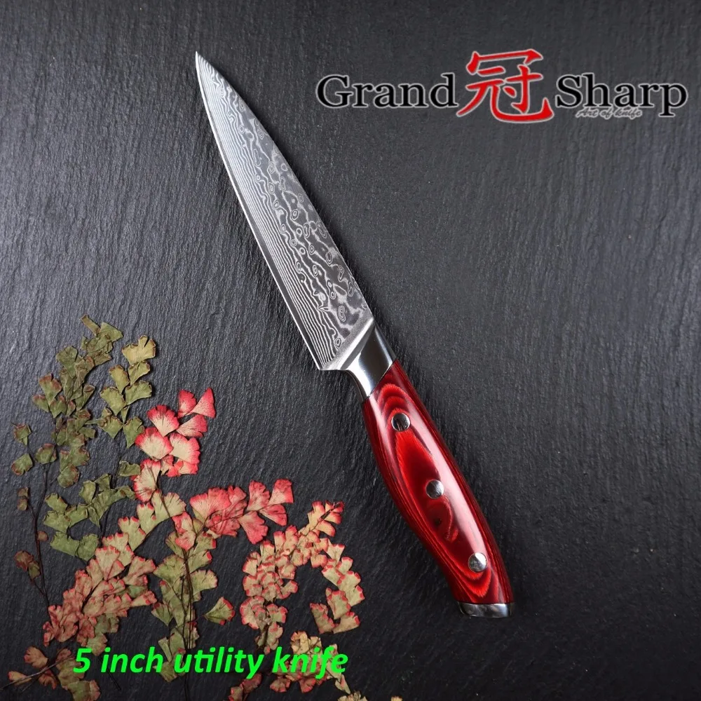  GRANDSHARP 3 pcs Damascus Knife Sets 67 Layers Japanese Damascus Steel vg10 Chef Japanese Santoku U - 32833365515