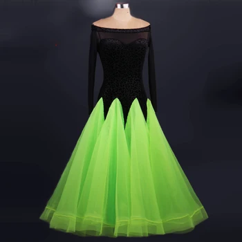 

Ballroom dance costume sexy senior velvet long sleeves ballroom dance dress for women ballroom dance competition dresses M031