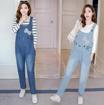 

Denim Embroidery Loose Maternity Overalls 2019 Spring Autumn Maternity New Fashion Pregnancy Clothes for Pregnant Women QL7571