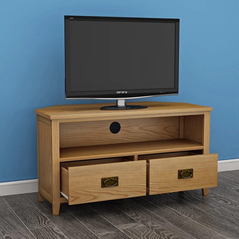 2018 New Product Oak Corner TV Stand Solid Wood TV Unit ...