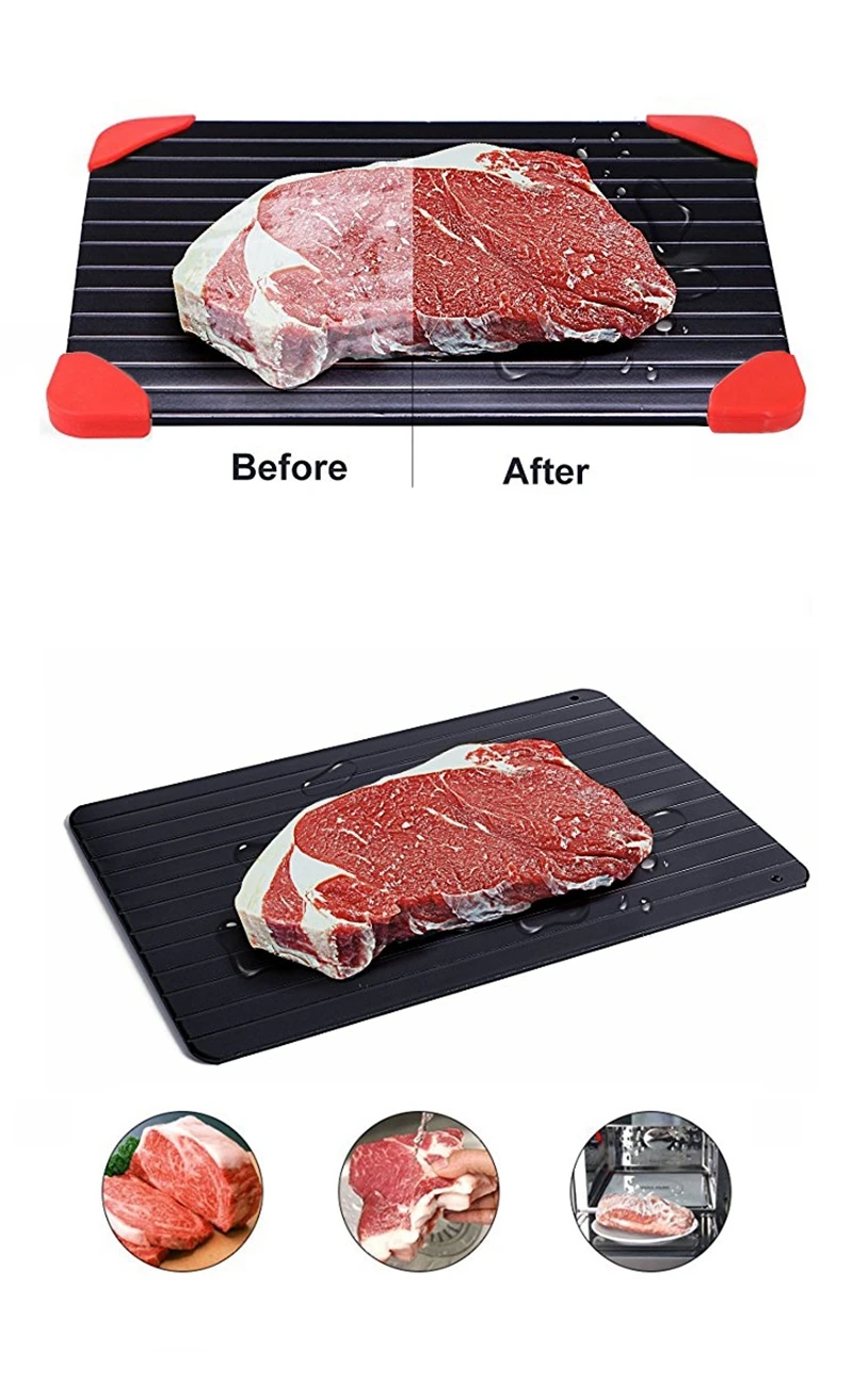 Aluminum Steak Thawed Household Plate Frozen Food Quick Thawing Board 23x16.5x0.3cm