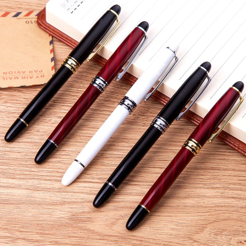 

100 pcs/lot 0.7mm Luxury Business Metal Roller Ball Pen High Quality Ballpoint Pens Office Supplies Student Writing Gift PB2077