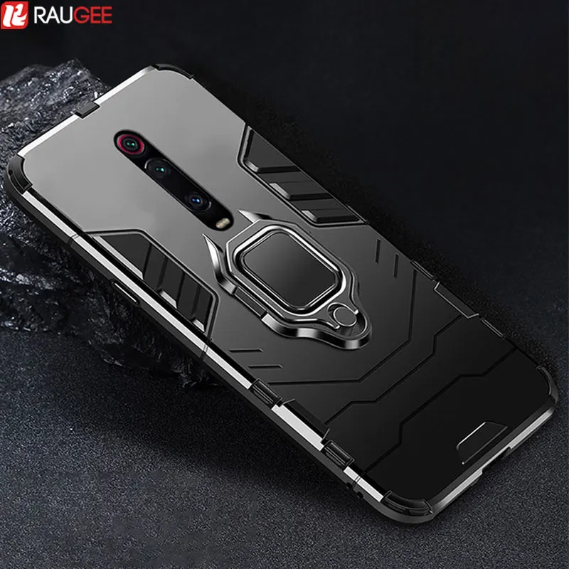 

Bumper Case For Xiaomi Mi 9T Case Ring Holder Phone Case For Mi9t Redmi k20 Pro Silicone Back Cover Soft TPU&PC Full Protector