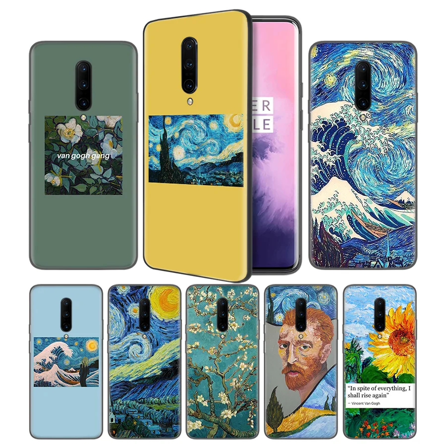 Aesthetic Van Gogh Soft Black Silicone Case Cover for font b OnePlus b font 6 6T