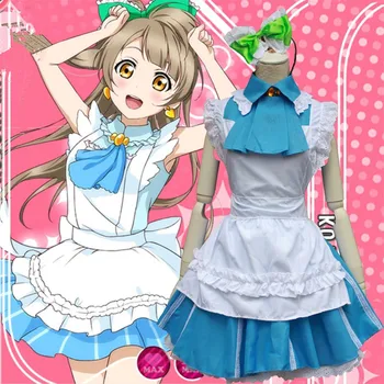 

New Japanese Anime Love Live Minami Kotori Cosplay Halloween Costumes For Woman Blue Cafe Maid Clothes In Stock ZQ022
