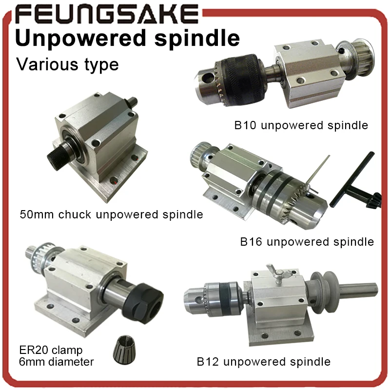 ER20 unpowered lathe spindle for 50mm chuck B10 B12 B16 Metal Wheel