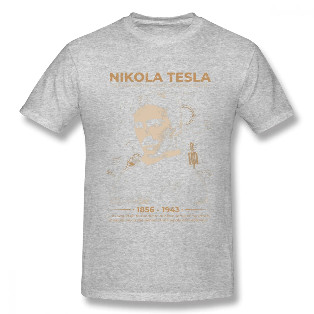 Хипстерская Футболка Nikola Tesla, большие размеры, Мужская футболка для отдыха, уникальный для мужчин, Графический Топ, футболки, модная новинка, топ, дизайн - Цвет: Серый