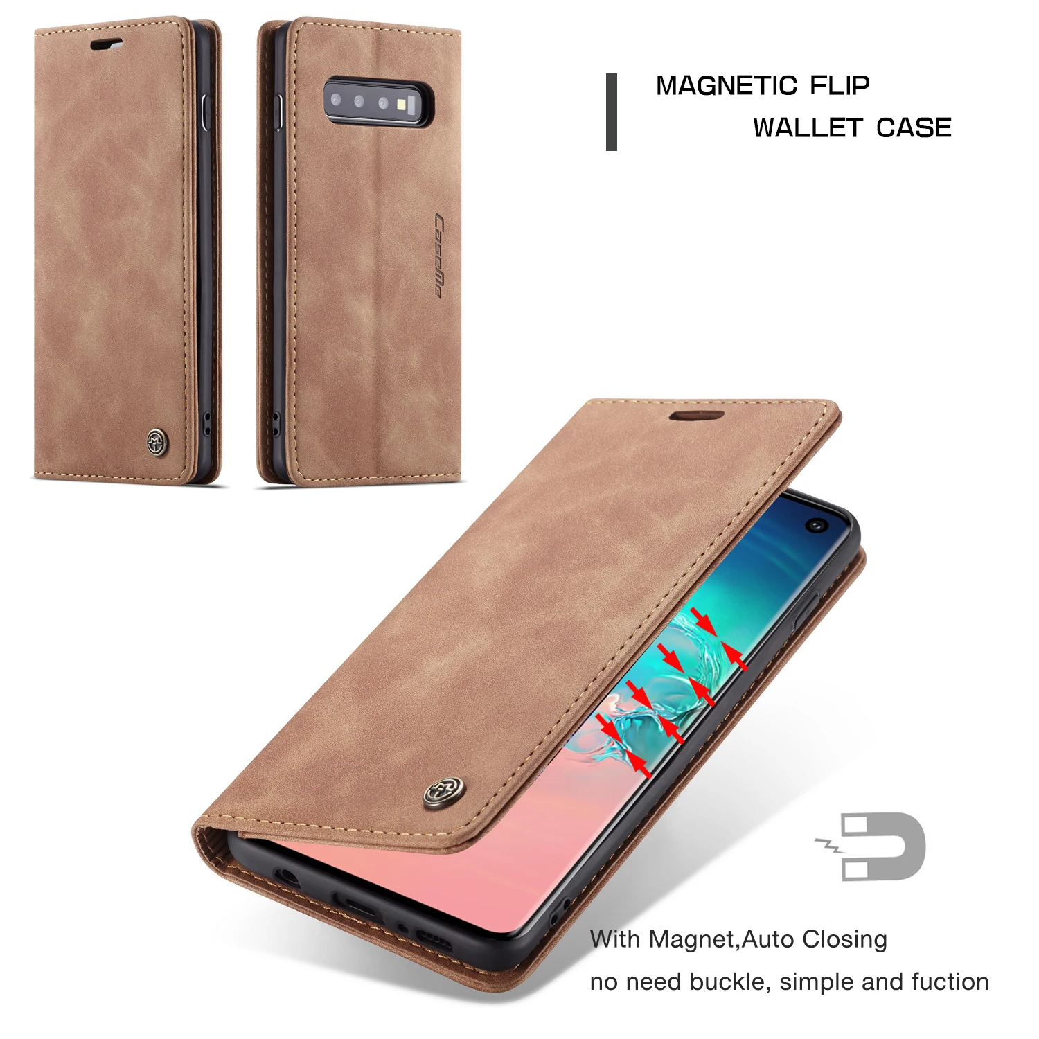 CaseMe Phone Case For Samsung Galaxy S10 5G Luxury Credit Card Stand Magnetic Leather Flip Cover For Samsung S10 5G S10Plus A70