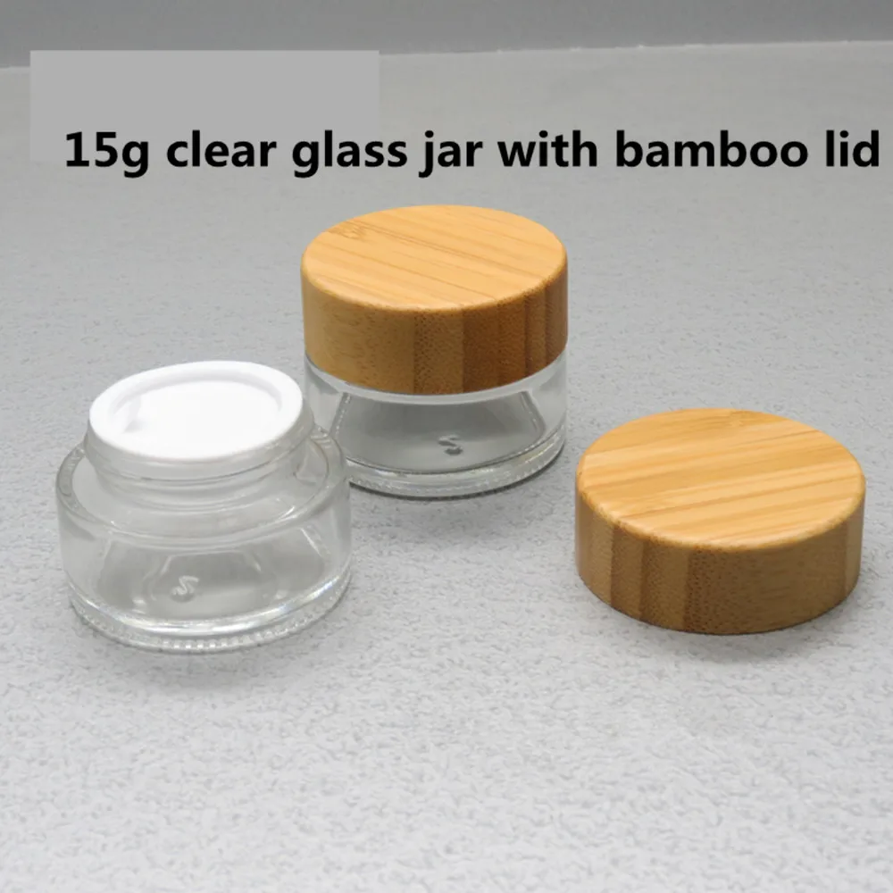 Download 15g Cosmetic container Glass Cream Jar with Bamboo lid ...