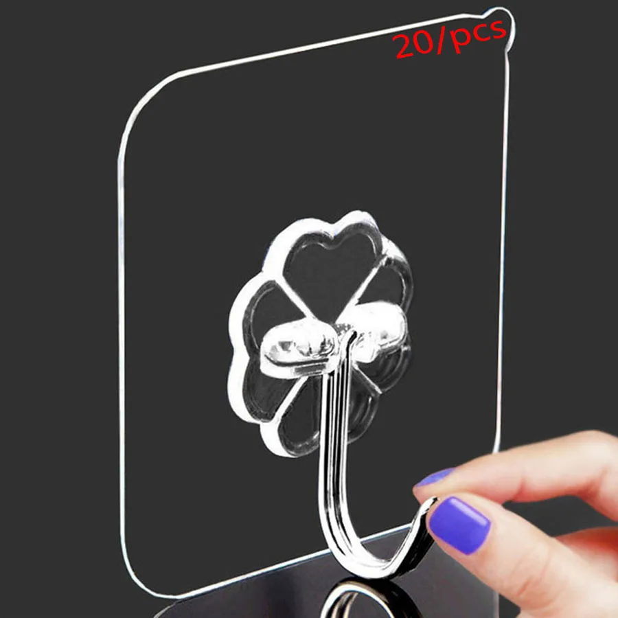 

20Pcs Bearing 5-10KG/Transparent Suction Cup Wall Hooks Hanger For Kitchen Bathroom Kitchen Punch-free strong adhesive hook