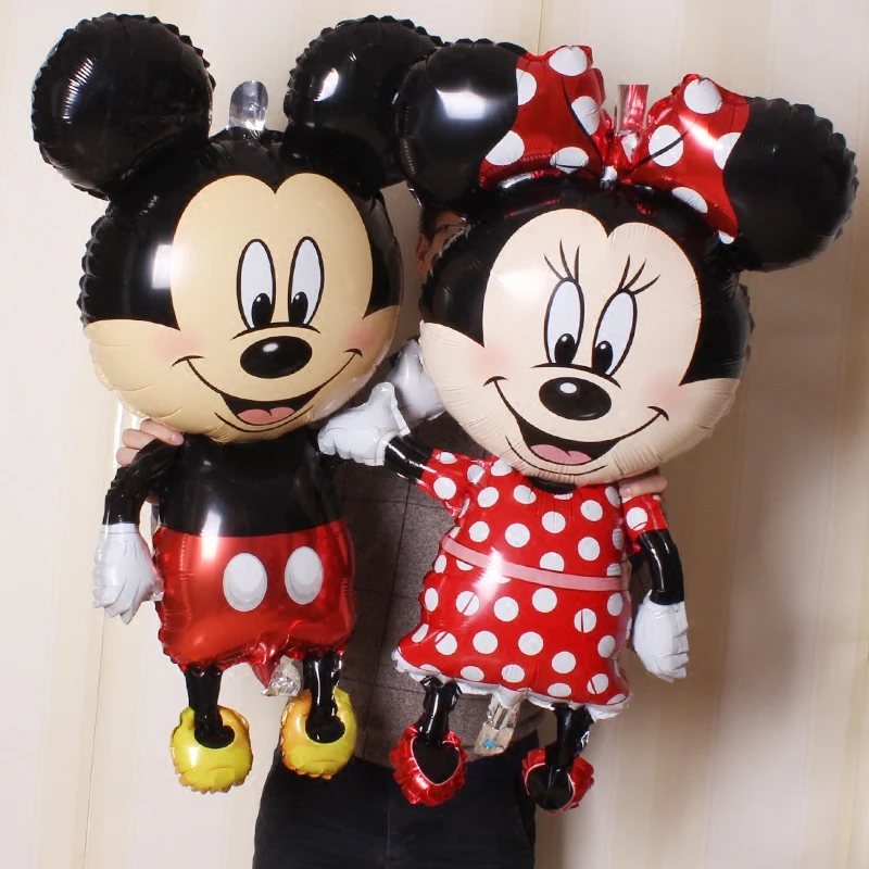 

1pc 110cm Giant Mickey Minnie Foil Balloons Big Red Black Standing Baby Boy Girl Kids Birthday Wedding Party Decorations Globos