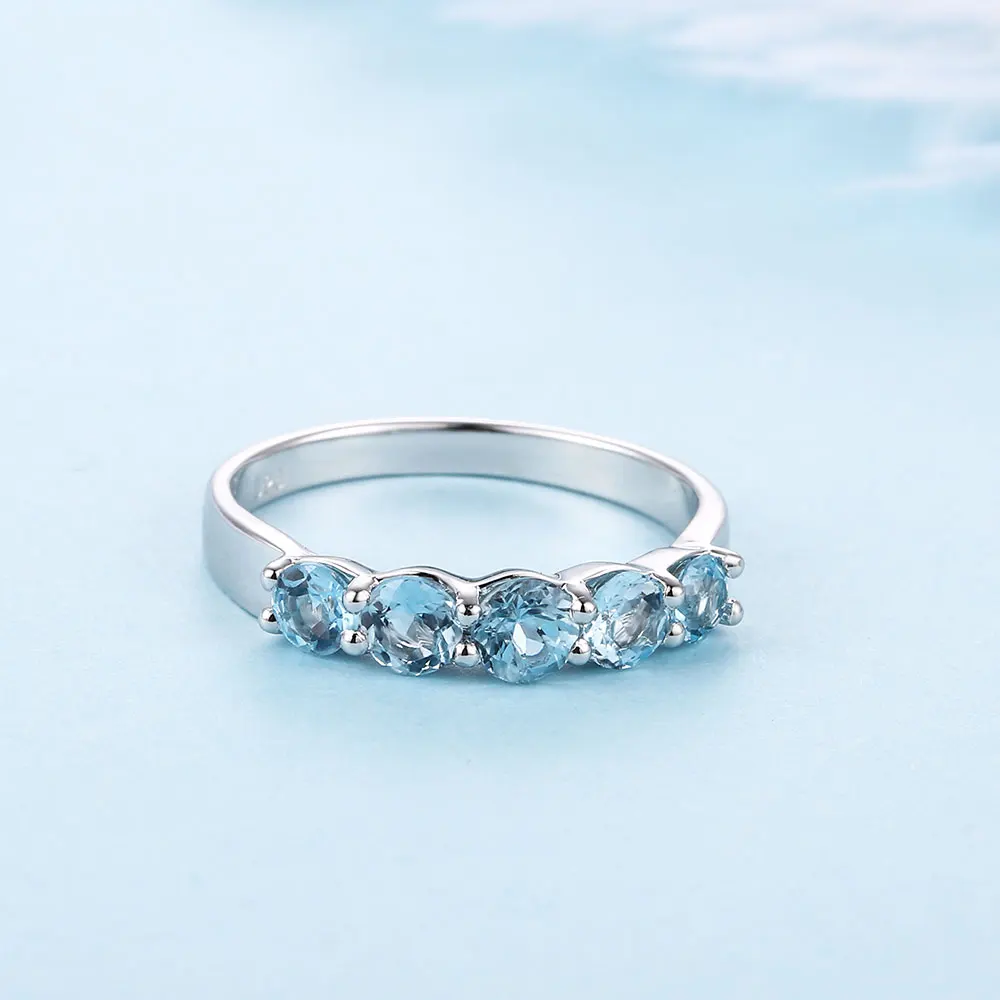 Дважды R 1.16ct Природный Голубой топаз gemstone 925 стерлингов Серебряные кольца кольцо