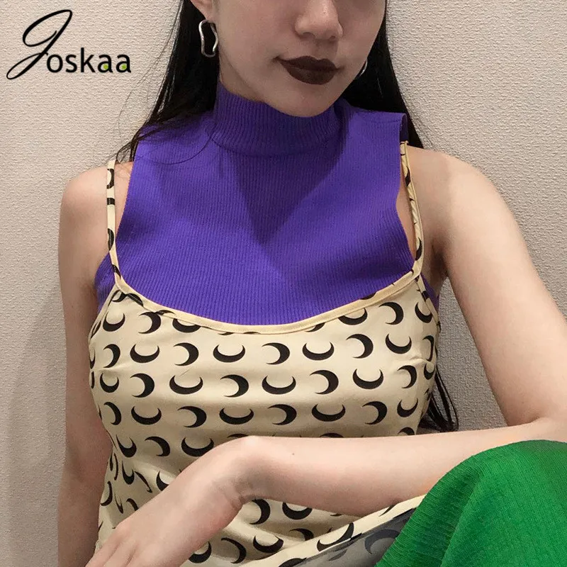

Joskaa Moon Printed Casual Camisole Tops 2019 summer women streetwear sleeve slim tops Female Camis Clubwear