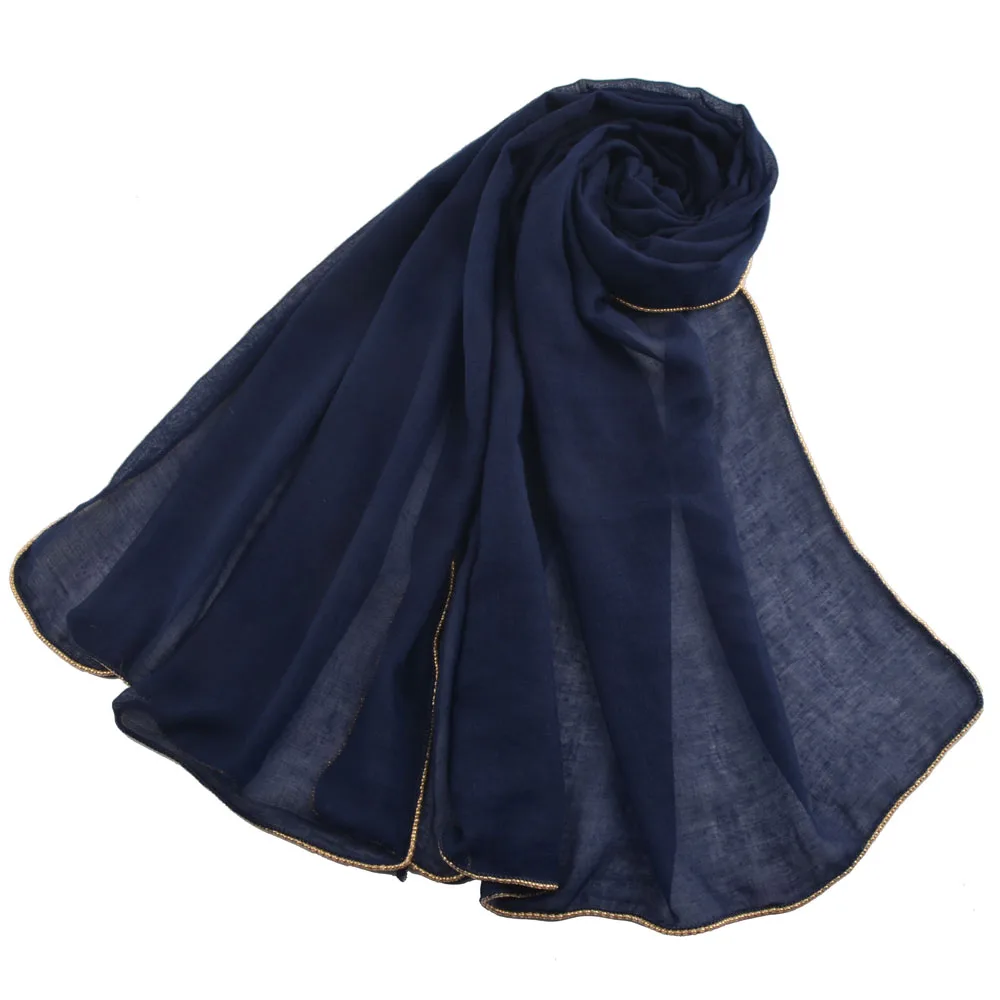 Za, хлопковый шарф с цепочкой, простой хиджаб с цепочкой, мусульманский хиджаб, шали и шарфы, шали и обертывания, глушитель, накидка, головной шарф