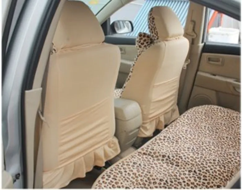 18 шт., Мультяшные универсальные леопардовые розовые чехлы для сидений, зимние короткие плюшевые автомобильные накладки, автомобильные аксессуары для стайлинга автомобиля