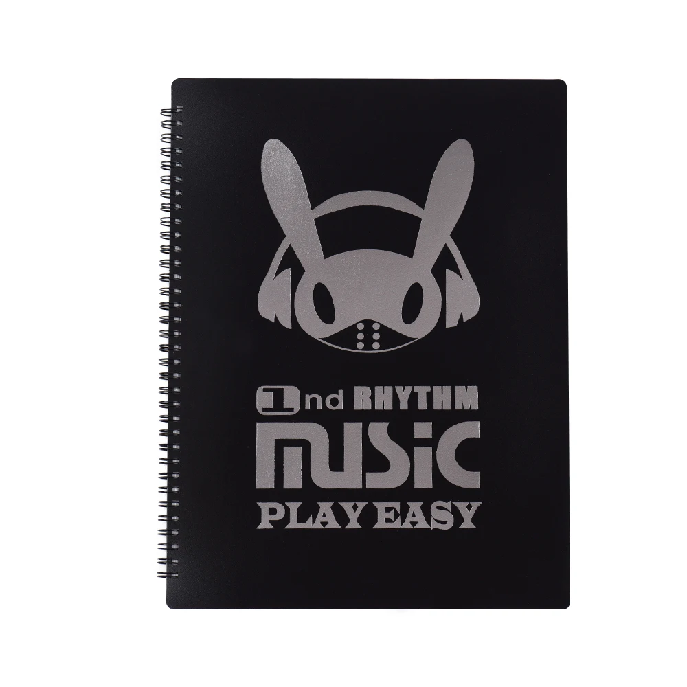 A4 Sized Spiral-Bound Music Folder for Sheet Music Writable Band Folders File Paper Storage 60 Pages - Color: Black  60 pages