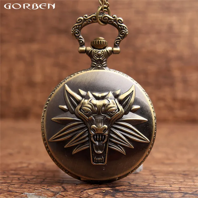 Antique The WITCHER 3 WILD HUNT Quartz Pocket Watches Game Online Fob Chain Pend Antique The WITCHER 3 WILD HUNT Quartz Pocket Watches Game Online Fob Chain Pend