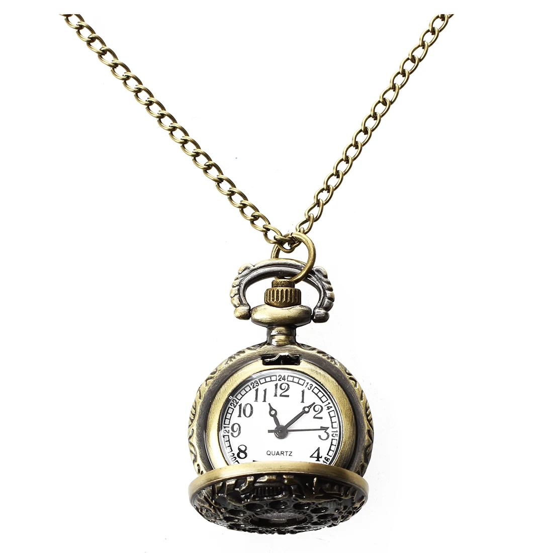

Unisex Antique Case Bronze Tone Necklace Chain Quartz Pocket Watch
