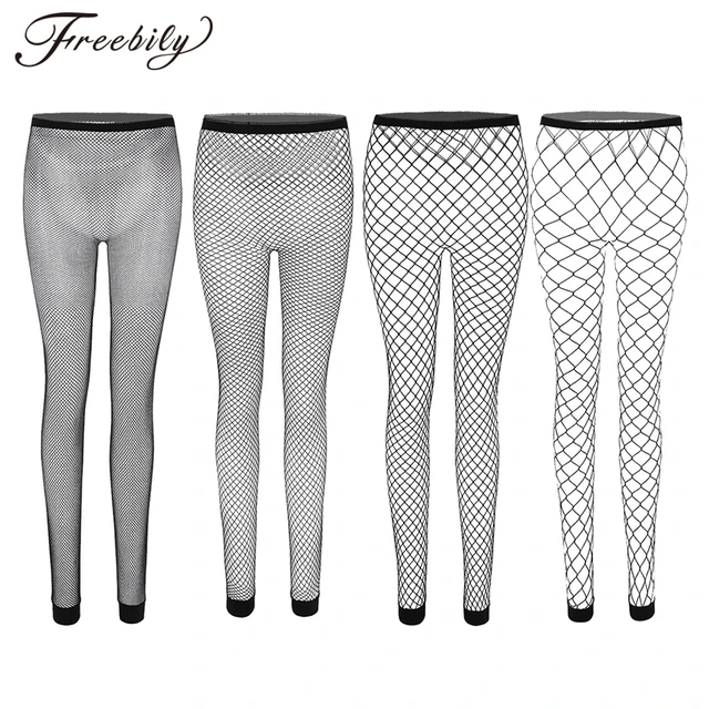 Women Sexy High Waist Fishnet Footless Leggings Flower Jacquard Patterned  Mesh Net Tights Black Ankle Pantyhose Stocking