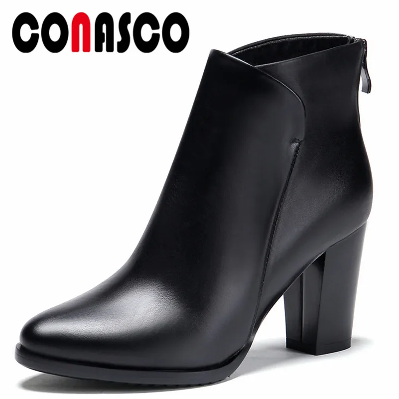 Tobillo Mujer 2 Genuino Color Cuero Invierno Botas Moda Sólido Vestido Oficina Conasco De Marca 1 Zapatos Plataformas Bombas gtHEqRwS