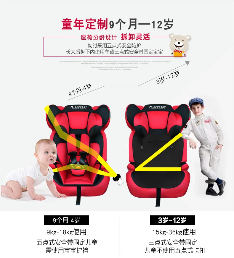 Автомобильное детское безопасное сиденье от 9 месяцев до 12 лет Детское Автокресло 3C Сертификация