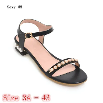 

Peep Toe Women Low Heel Sandals Shoes Woman Low Heels Ladies Gladiator Sandals Pumps Plus Size 34 - 40 41 42 43 High Quality
