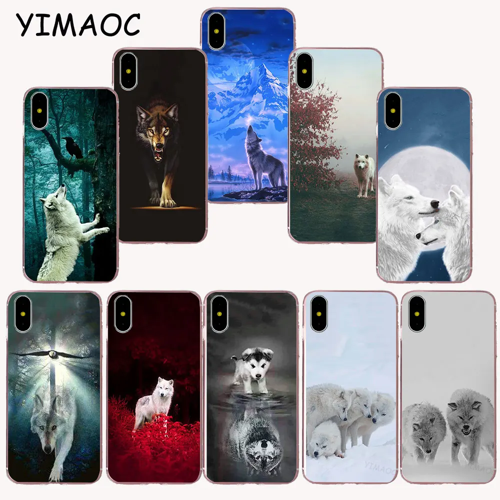 

YIMAOC 254z Snow White Blue Eyes Wolf Soft TPU Silicone Case for iPhone X r s Xr Xs Max 8 7 6S 6 Plus 5 5s SE