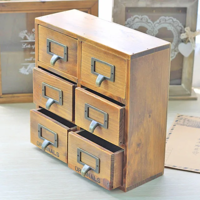 ZAKKA Vintage Real Wooden Storage Box Wood Drawer Storage Cabinet ZAKKA Vintage Real Wooden Storage Box Wood Drawer Storage Cabinet Imitate Antique Made-old Creative - ZAKKA Vintage Real Wooden Storage Box Wood Drawer Storage Cabinet
