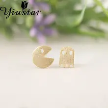 Yiustar 10 шт./лот, новые модные популярные золотые серьги-гвоздики PacMan в стиле панк для друзей, подарки