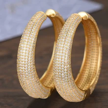GODKI 55 мм роскошные круглые AAA кубический циркон большие эффектные серьги-кольца для женщин Свадьба Дубай Свадебный круг серьги-кольца