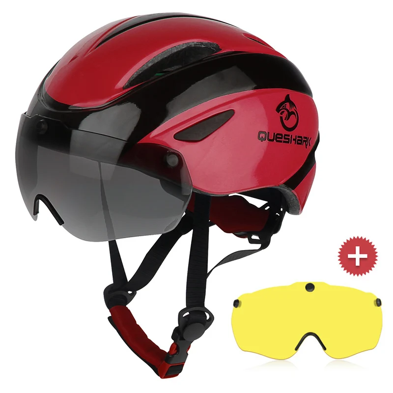 QUESHARK велосипедный шлем с Aero Goggles EPS велосипедные шлемы горная дорога велосипедные шлемы с ветрозащитными большими солнцезащитными очками - Цвет: RL