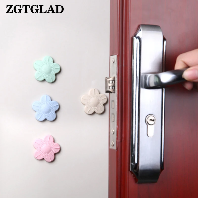 

ZGTGLAD 1pcs Self Adhesive Silicone Door Knob Crash Pad Wall Protectors Cherry Blossoms Shape Wall Stickers for Kids Rooms