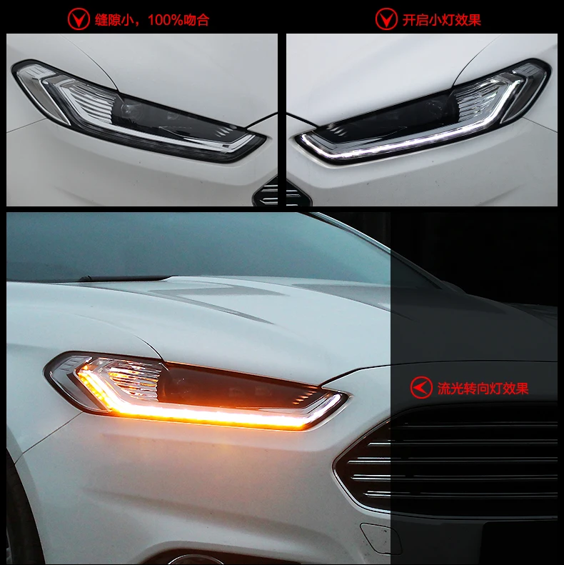 Автомобильный стайлинг фары для Ford Mondeo 2013 светодиодный фонарь для Mondeo Головной фонарь СВЕТОДИОДНЫЙ дневной ходовой фонарь светодиодный DRL биксеноновый HID