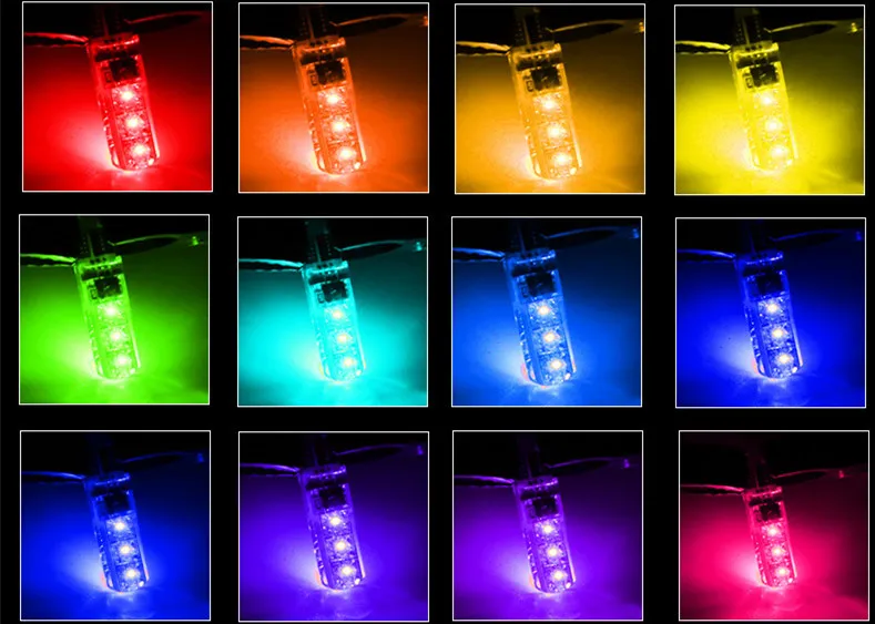 2 шт. Led w5w T10 led t10 RGB салона свет украшения Ширина удаленного Габаритные Огни Авто