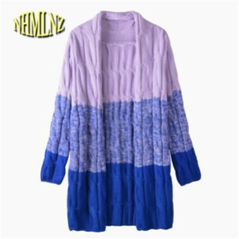2020 Winter Women Autumn Sweater Cardigans Long Patchwork Jacket Thicken Bright Colored New Fashion Loose Sweaters G2821 |