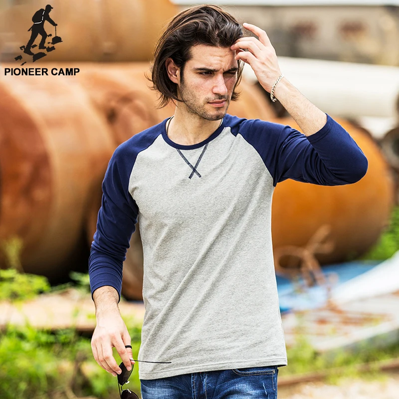 Pioneer Camp Spring Long Sleeve T Shirt Men brand clothing