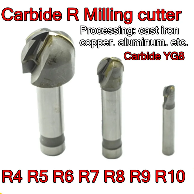 Полукруглая карбидная фреза R4 R5 R6 R7 R8 R9 R10 ZCC.CT YG8 R обработка: чугуна меди и алюминия
