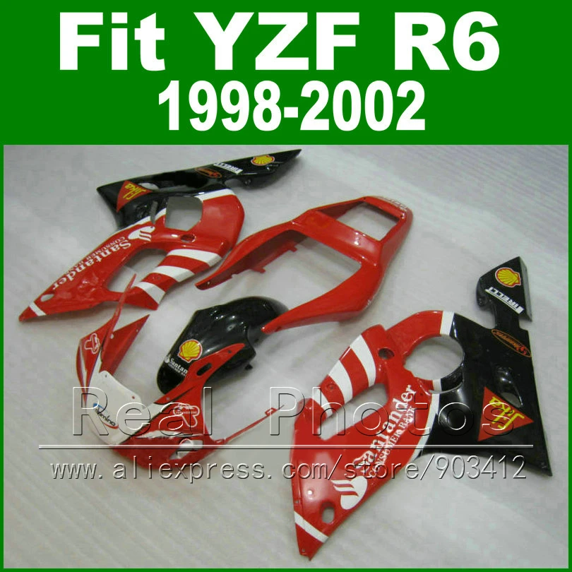 High Quaity Plastic parts for YAMAHA R6 fairing kit 98-02 Red  YZF R6 fairings1998 1999 2000 2001 2002 bodywork