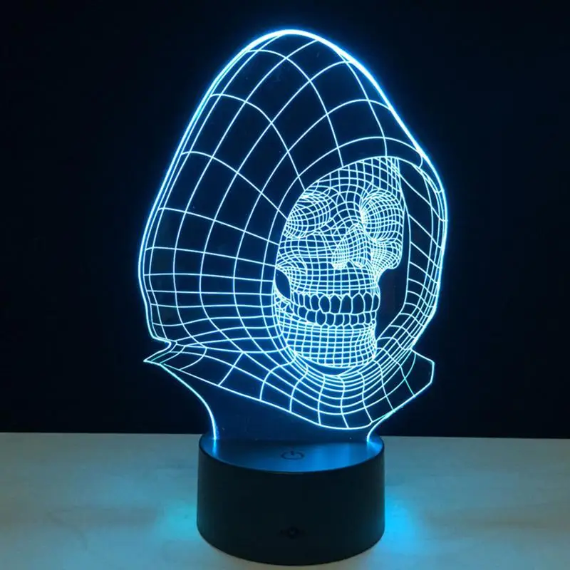 Novelty 3D Skull Light Lamp LED Decoration Lights With USB Power Children'S Nightlight Visual Led Night | Лампы и освещение