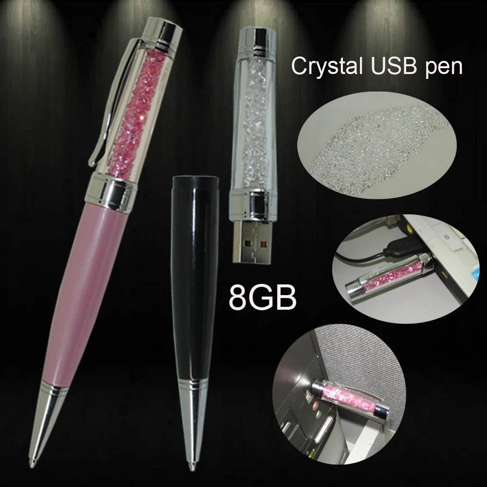 ACMECN универсальная шариковая ручка с кристаллами с USB флеш-накопителем металлическая блестящая Алмазная разноцветная многофункциональная ручка 8G память USB ручка
