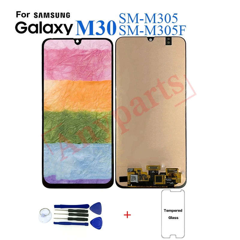 ЖК дисплей Super Amoled для Samsung Galaxy M30 M305F сменный с сенсорным экраном и дигитайзером в
